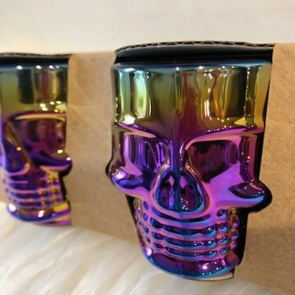 Set of 6 Rainbow Luster Skull Shot Glasses